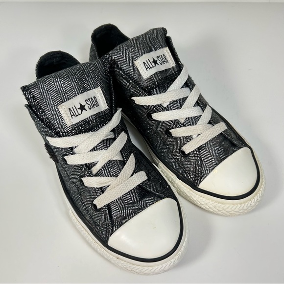 Converse All-Star Metallic/Glitter Silver Sneakers Shoes; Youth/ Junior Size 1 - Picture 6 of 16
